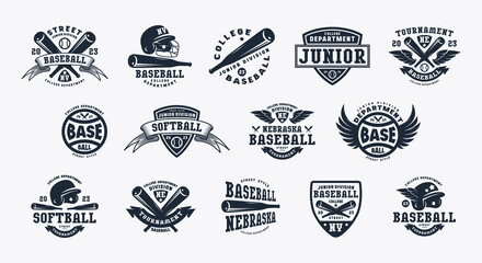 Badges set of softball and baseball tournament