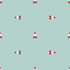 Garden gnome pixel art pattern seamless. 8 bit pixelated background. Baby fabric texture