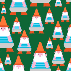 Garden gnome pattern seamless. background Vector illustration. Baby fabric texture