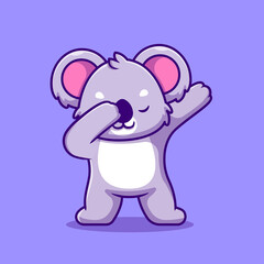Cute Koala Dabbing Cartoon Vector Icon Illustration. Animal Nature Icon Concept Isolated Premium Vector. Flat Cartoon Style