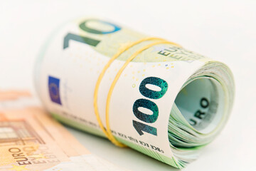 Jackpot. Pile of money. Bunch of cash. Money fever. Euros in rolls. Bankroll, Dinero, Folding stuff. Capitalist society. It’s all about the money. Inflation, excise duties, Taxes, VAT, Economy.