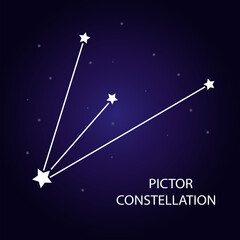 Obraz na płótnie Canvas The constellation Pictor with bright stars. Vector illustration.