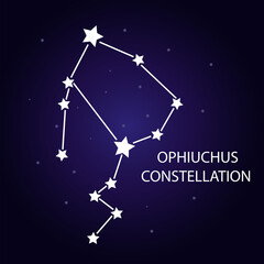 Obraz na płótnie Canvas The constellation of Ophiuchus with bright stars. Vector illustration.