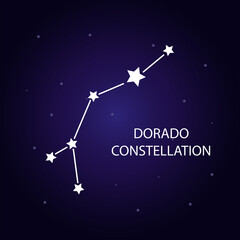 Fototapeta na wymiar Dorado constellation with bright stars. Vector illustration.