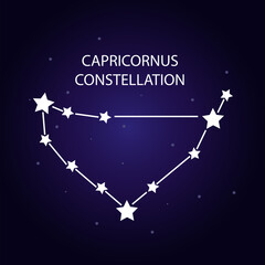 Fototapeta na wymiar The constellation of Capricorn with bright stars. Vector illustration.