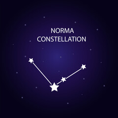 Fototapeta premium The constellation of Norma with bright stars. Vector illustration.