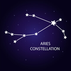 Obraz na płótnie Canvas The constellation of Aries with bright stars. Vector illustration.