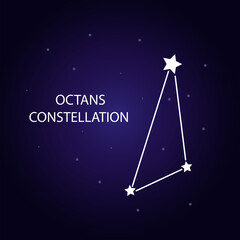 The constellation of Octans with bright stars. Vector illustration.