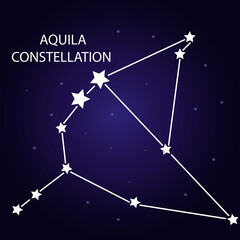 Fototapeta na wymiar The constellation of Aquila with bright stars. Vector illustration.