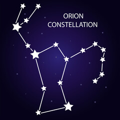 The constellation of Orion with bright stars. Vector illustration. © Vectorina