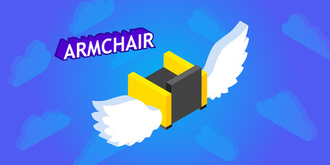 Armchair isometric design icon. Vector web illustration. 3d colorful concept
