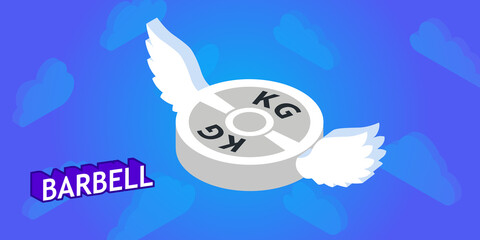 Barbell isometric design icon. Vector web illustration. 3d colorful concept