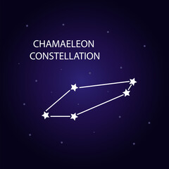 Obraz na płótnie Canvas The constellation of Chamaeleon with bright stars. Vector illustration.