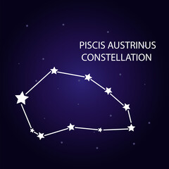 Obraz na płótnie Canvas The constellation of Piscis Austrinus with bright stars.