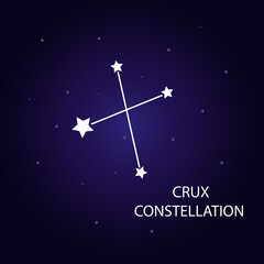 The constellation of Crux with bright stars. Vector illustration. - obrazy, fototapety, plakaty