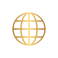 World globe icon with gold gradient