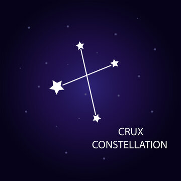 The constellation of Crux with bright stars. Vector illustration.