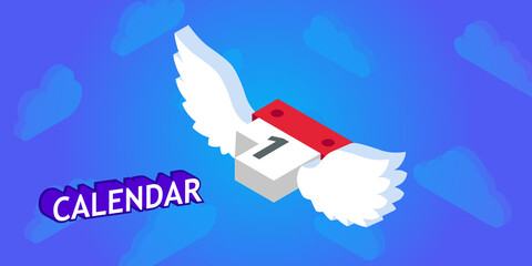 Calendar isometric design icon. Vector web illustration. 3d colorful concept