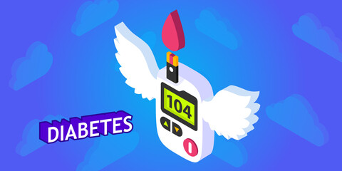Diabetes isometric design icon. Vector web illustration. 3d colorful concept