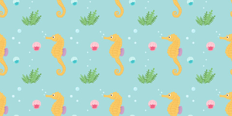 seamless summer pattern with sea horse 