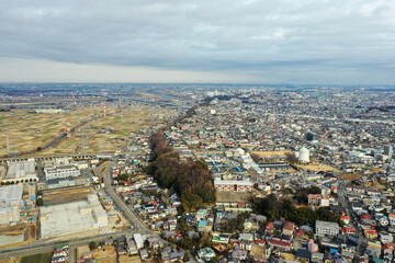 Fototapeta premium 江戸川上空からの空撮