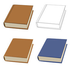 Vector thick brown blue bound book lies on a plane