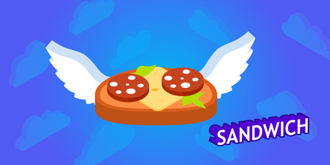 Sandwich isometric design icon. Vector web illustration. 3d colorful concept