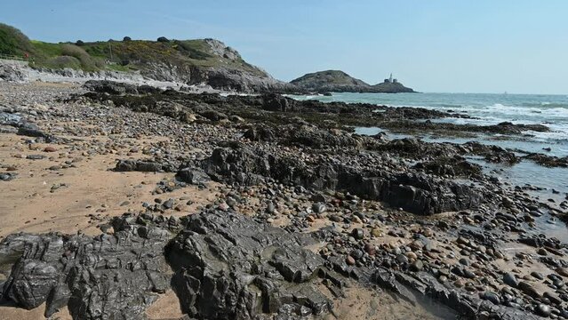 view of the Bracelet Bay coast in South Wales UK
