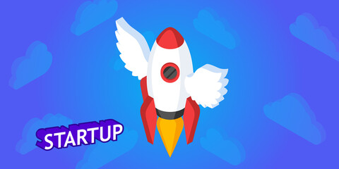 Startup isometric design icon. Vector web illustration. 3d colorful concept