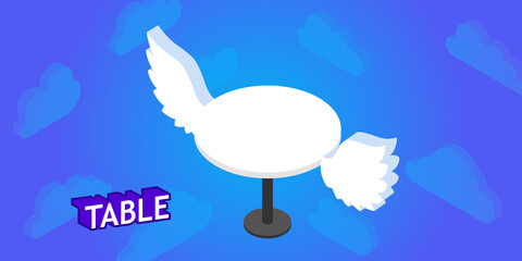 Table isometric design icon. Vector web illustration. 3d colorful concept