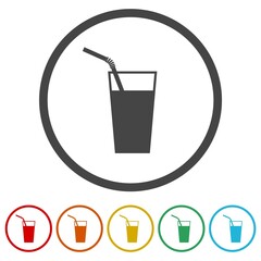 Fresh drink straw icon. Set icons colorful