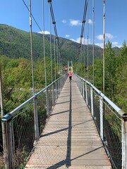 Fototapeta na wymiar suspension bridge over river