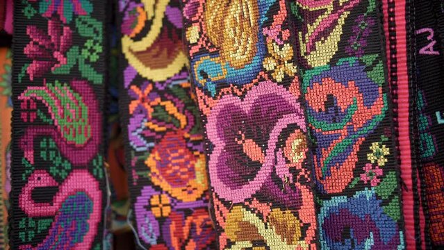 Colorful artistic culture native cloths in hispanic market