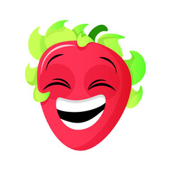 Strawberry character  smiles very wide