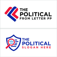 Design logo initial icon shield political document search line art vector illustration