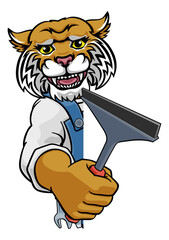 Wildcat Car Or Window Cleaner Holding Squeegee