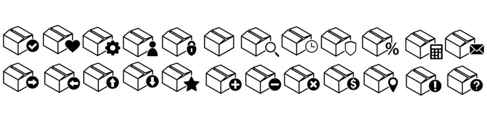 Box icon vector set. cardboard illustration symbol collection. package sign. delivery logo.
