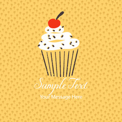 Retro Cupcake Vector Card Background