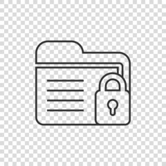 Files folder permission icon in flat style. Document access vector illustration on isolated background. Secret archive sign business concept.