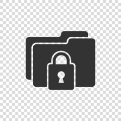 Files folder permission icon in flat style. Document access vector illustration on isolated background. Secret archive sign business concept.