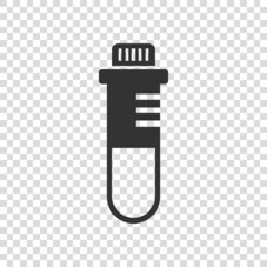 Blood in test tube icon in flat style. Laboratory flask vector illustration on isolated background. Liquid in beaker sign business concept.