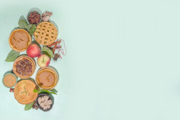 Set variety fall seasonal pies © ricka_kinamoto
