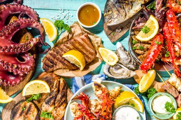 BBQ grilled fish and seafood