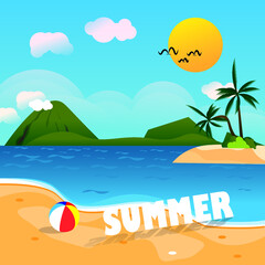 Fototapeta na wymiar Background scene with beach and ocean summer vector image