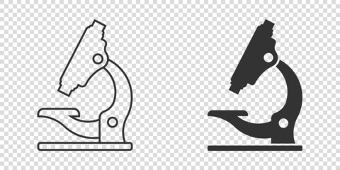 Microscope icon in flat style. Laboratory magnifier vector illustration on isolated background. Biology instrument sign business concept.