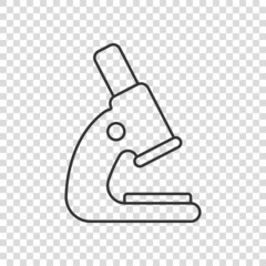 Microscope icon in flat style. Laboratory magnifier vector illustration on isolated background. Biology instrument sign business concept.