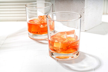 Iced whiskey in short glasses