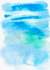 Absrtact soft watercolor backgraund. Hand painted light watercolor blue sea sky, paper texture