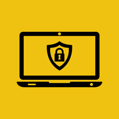 Security computer icon. Data Protection and Safe Work. Vector illustration flat design. Isolated on white background.