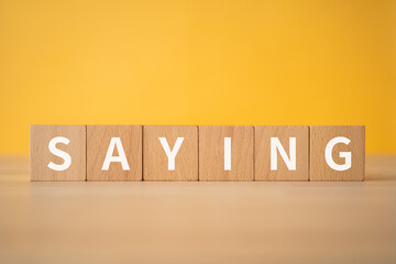ことわざ・格言のイメージ｜「SAYING」と書かれた積み木